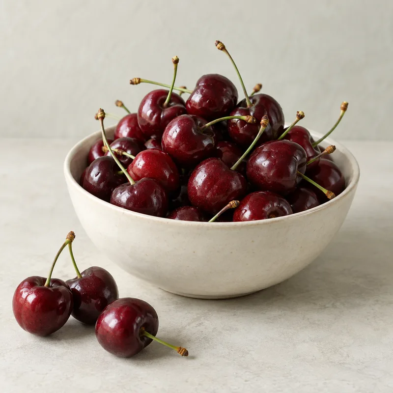 Cherry đỏ sẫm có cuống minh họa nhóm cherry nhập khẩu